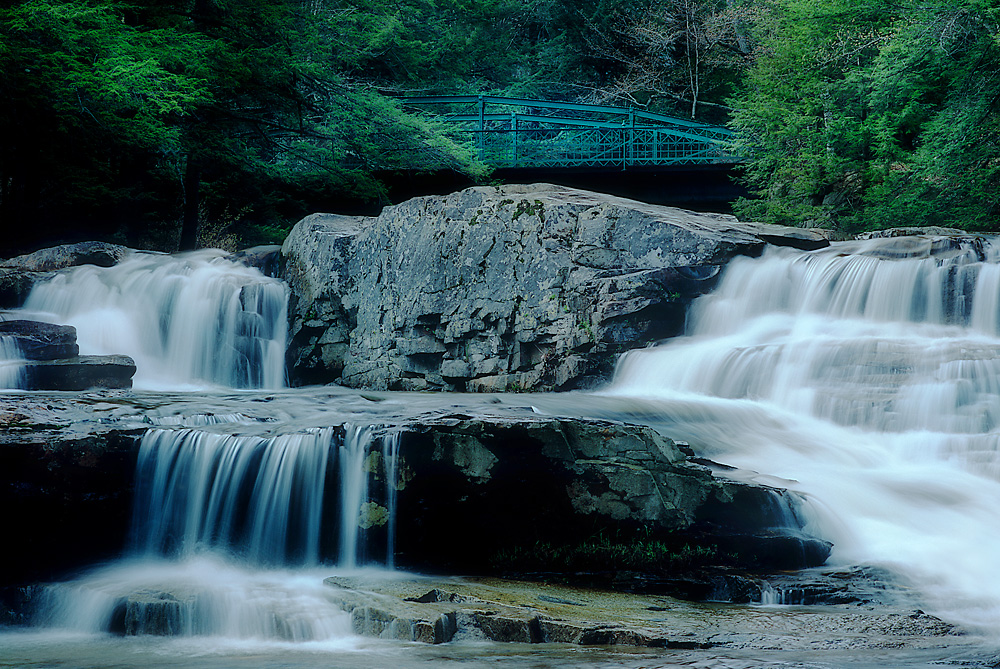 050702 Jackson Falls with Bridge, Mt. Washington, White Mountains, New