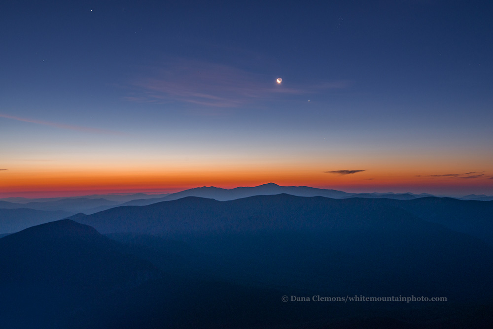 #240703 Moonset Over the Presidential Range, From Mt. Lafayette